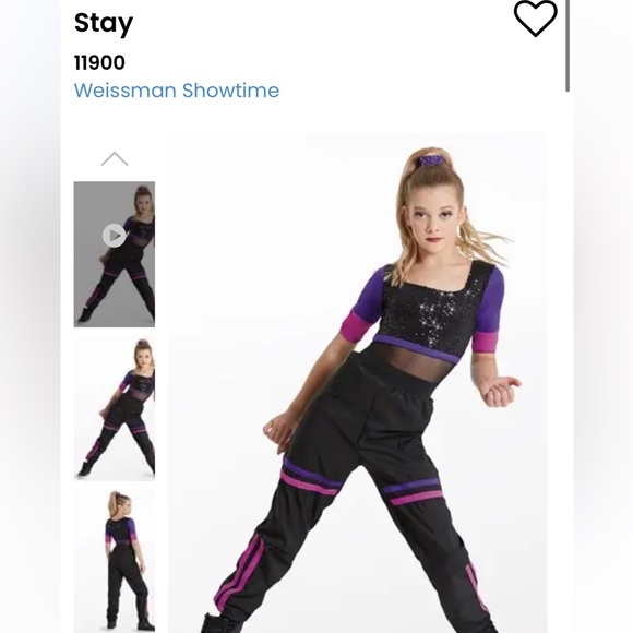 Weissman Dance Costume Style ‘Stay’ 2 Piece Leotard and Pants Purple Black NEW - Picture 3 of 10